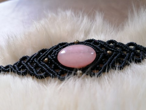 Bracelet_macramé_Morganite_Tissage_artisanat_fée un rêve