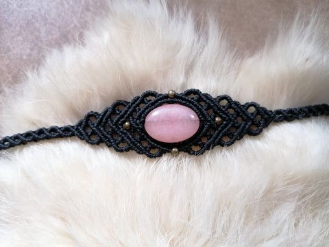 Bracelet_macramé_Morganite_Tissage_artisanat_fée un rêve