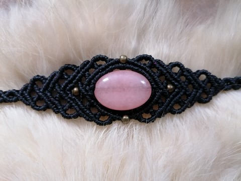 Bracelet_macramé_Morganite_Tissage_artisanat_fée un rêve