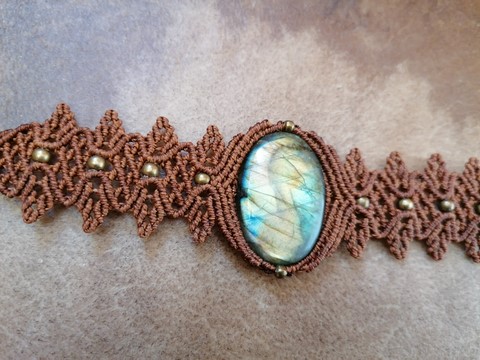 Bracelet _micro_macramé_fils_cirés_linhasita_minéraux_labradorite_fée_un_rêve