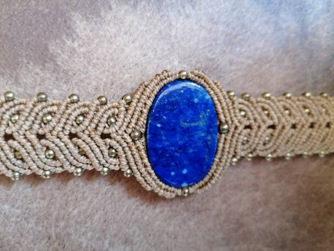 Bracelet _micro_macramé_fils_cirés_linhasita_minéraux_lapis_lazuli_fée_un_rêve