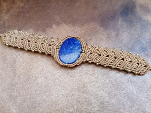 Bracelet _micro_macramé_fils_cirés_linhasita_minéraux_lapis_lazuli_fée_un_rêve