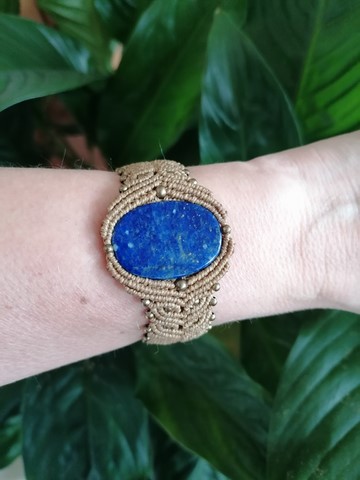 Bracelet _micro_macramé_fils_cirés_linhasita_minéraux_lapis_lazuli_fée_un_rêve