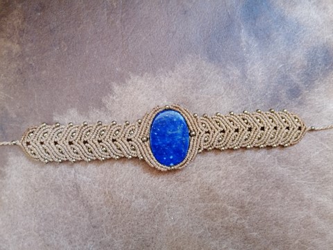 Bracelet _micro_macramé_fils_cirés_linhasita_minéraux_lapis_lazuli_fée_un_rêve